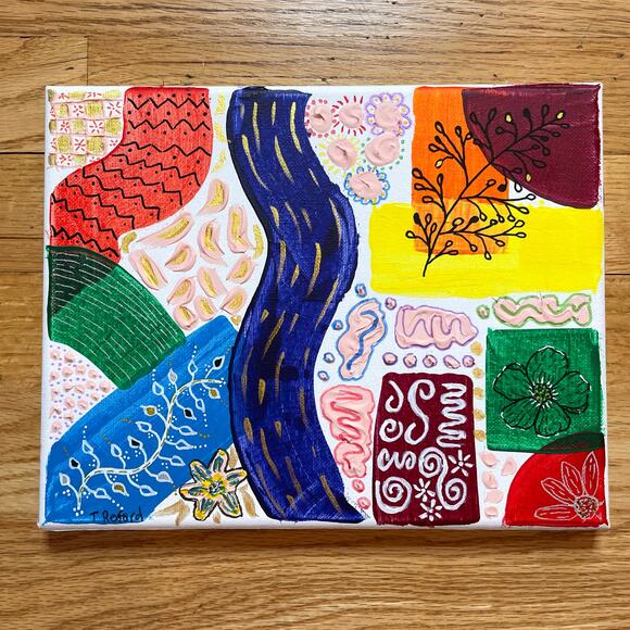 Hand painted acrylic original painting mixed media abstract - Picture 1 of 7